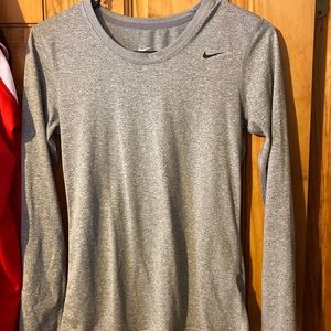 Gray athletic long sleeve.